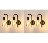 Osairous Applique Murale Vintage 2 Pack, Lampe Murale Intérieur Industrielle, Spot Mural Fer Rétro pour Chambre Couloir Bar, E27, IP20, Tout Noir, Sans Ampoule (Lot de 2)