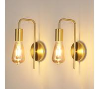Osairous Applique Murale Vintage 2 Pack, Lampe Murale Intérieur Industrielle, Spot Mural Fer Rétro pour Chambre Couloir Bar, E27, IP20, Dorés, Sans Ampoule