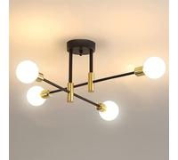 Osairous Lustres Plafonnier Industriel, Lustre Spoutnik Diamètre 72cm, Lampe de Plafond Réglable à 180° pour Chambre, Cuisine, Salon, Bar, Café, Noir, E27 Base, sans Ampoule