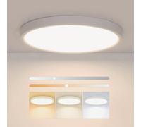 Osairous Plafonnier LED Ø 40 cm, 36 W, plat et rond, étanche IP44, ampoules blanc froid 3000 K/4500 K/6500 K pour salon, chambre, salle de bains, cuisine et couloir (3000k-6500k, 40cm 36w)