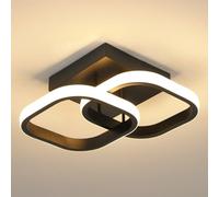 Osairous Plafonnier LED Moderne Noir, Lampe de Plafond Chambre Carré 2135LM, Luminaire Plafonnier en Acrylique pour Salon Cuisine Couloir, Lumière Blanche Chaude 3000K, 29CM