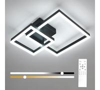 Osairous Plafonnier LED Réglable, 36W 4050LM Luminaire Plafonnier Moderne, Luminaire LED Plafond avec Télécommande 3000K-6500K en Aluminium pour Chambre Cuisine Couloir, Noir, 52CM