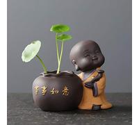 OSALAD Thé en Céramique pour Animaux Ornements Petit Bouddha Statue Moine Figurine De Bureau Fleur Pot Hydroponique Plante Décoration Accessoires Thé