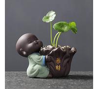 OSALAD Thé en Céramique pour Animaux Ornements Petit Bouddha Statue Moine Figurine De Bureau Fleur Pot Hydroponique Plante Décoration Accessoires Thé