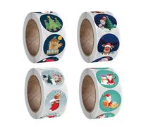 OSALADI 4 Rouleaux Autocollants de Scellage Autocollants pour Paquet en Papier, Rouleau, Décor Noël, pour Événements de Noël et École, pour Garçon et Filles