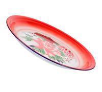 OSALADI Assiette Émaillée Plate Lisse sans Bavures Style Chinois Vintage en Émail Ronde pour Aliments et Desserts, Cadeau pour Crémaillère