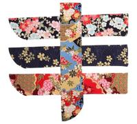 OSALADI Lot de 4 Housses Japonaises pour Éventails Pliants en Tissu Léger, Motifs Petits Fleurs, Couleurs Noir, Bleu Marine et Rouge à Motifs, Paquet de Rangement Compact pour Éventail