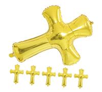 OSALADI Lot de 6 Ballons Aluminium de Croix pour Baptême, Décoration Résistante aux Fuites, pour Fêtes D'garçon et Filles et Baby Shower, Couleur Or