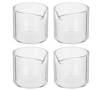 OSALADI Pot à Lait en Verre 110ml Bec Verseur Unique, Lot de 4 Pièces pour Service de Lait Barista, Design Vintage Simple et Pratique pour Repas Familiaux en Intérieur
