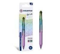 Osama 4 Multi Rainbow Pastel - Stylo 4 Couleur, 1 Pièce - Stylo Bille 0.1 mm Pointe Fine à Déclic avec Encre Noire, Bleue, Rouge et Verte - Stylos Couleur pour Papeterie, Fourniture Scolaire et Bureau