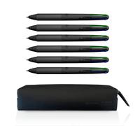 Osama, 4 Multi - Stylo 4 Couleur Noir, 6 Pièces + Etui, Encre Bleue, Rouge, Verte et Noire - Stylo Bille 0.1 mm pour Papeterie, Accessoire Bureau et Fourniture Scolaire - Stylo Couleur, Trait Fluide