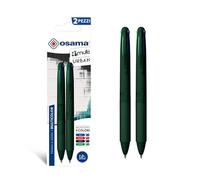 OSAMA 4 Multi Urban - Set de stylos colorés 4 couleurs, 2 pièces - Stylo à bille multicolore 1,0 mm avec encre noire, bleue, rouge et verte pour papeterie scolaire, bureau, université et papeterie