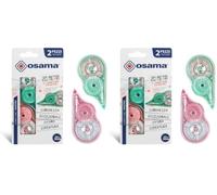 Osama - Correcteur Blanc à Ruban, 20 M, Kit 2 Pièces, Idéal comme Accessoire Bureau, Papeterie et Fourniture Scolaire - Effaceur pour Écrire sans Erreur avec Couverture Optimale Blanche, Longue Durée