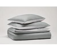 OSAMA Pantone™ Parure de lit Double 255 x 200 cm 100% Coton Percale 200 Fils 2 carrés Double Face Gris/Blanc