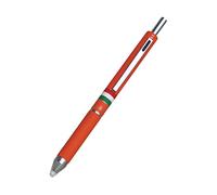Osama, Quadra - Stylo Bille 0,8 mm Pointe Fine + Porte Mine 0,5 mm, à Déclic en Caoutchouc - Stylo Couleur avec Encre Noire, Bleue et Rouge, Idéal pour Papeterie, Fourniture Scolaire et Bureau, Orange