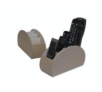 OSCO Organiseur de télécommande en similicuir taupe clair | 5 compartiments | Rangement de bureau | Rangement de contrôle TV | Porte-stylos | Trieur de maquillage | Présentoir de cosmétiques | H 12 x