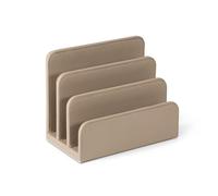 OSCO Porte-lettres en similicuir taupe clair | Trieur de courrier | Organiseur de courrier | Organiseur d'enveloppes | Porte-documents | Rangement de fichiers de bureau | Fentes d'affichage | H 14 x l