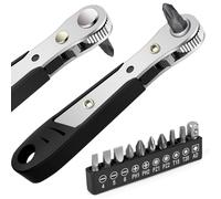 OSDUE 11 in 1 Cliquet Tournevis, Kit de Tournevis Magnétique, Mini Décalé Réversible à Cliquet, Embout de Tournevis, Outils de Réparation de Poche Multifonctions