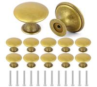 OSDUE 12 Boutons de Placard Vintage Chic en Laiton Antique, 30mm Rond Bouton de Porte de D'armoire, Boutons de Meuble pour Cuisine Commode Armoire Meuble Placard avec Vis