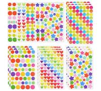 OSDUE 20 Feuilles Gommettes Autocollantes, 1380 Stickers Autocollants pour Enfant Visage Souriant Coeurs Étoiles Pois Autocollant Colorés pour Scrapbooking Activités Manuelles Photo Cadeau Récompenser