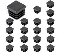 OSDUE 20 Pièces Bouchons à Lamelles, 20 * 20mm pour Tube Carré | Bouchons de Couverture Cache Tube, Bouchon Pied de Chaise, Embout en Plastique PE, Protection Pied pour Canapés Tables Noir