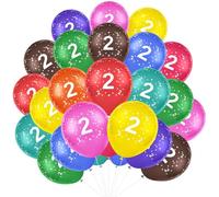 OSDUE 30pcs Ballon D'anniversaire Chiffres 2Ans, Printed Multicolores Latex | Numbers Printed Chiffres Multicolores En Latex, Kit Ballon de Baudruche de Fête pour Décoration de Baby Anniversaire Mariage