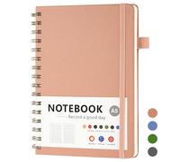 OSDUE Cahier à Spirale A5 avec Intercalaires, Rose 200 Pages Cahier Ligné Détachables Lignées Couverture Rigide en PU pourTravail Bureau et École Bureau et Cadeaux, 21.5 * 15.6 * 2cm