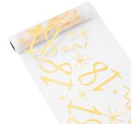 OSDUE Chemin de Table Anniversaire, 18 Ans Chemin De Table Polyvalent en Rouleau Motif Estampé Doré Filet avec Feuille d'or pour Décoration Party Célébrations Anniversaire Noël Fêtes Festive DIY