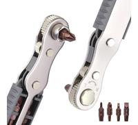OSDUE Cliquet Tournevis, Tournevis Magnétique Mini liquet 1/4 Entraînement 1/4" à Couple Elevé Mini Décalé Réversible à Cliquets Outils de Réparation de Poche Multifonctions
