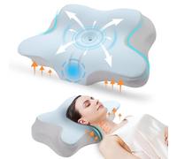 OSDUE Coussin Oreiller Ergonomique, Cervical Confortable SOYA | Oreiller Memoire Forme Cervicales Douloureuses Soulagement Convient au Dormeurs sur Cou Côté Dos et Ventre, Bleu Ciel