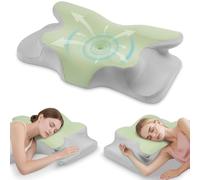 OSDUE Coussin Oreiller Ergonomique, Cervical Confortable SOYA | Oreiller Memoire Forme Cervicales Douloureuses Soulagement Convient au Dormeurs sur Cou Côté Dos et Ventre, Vert Menthe
