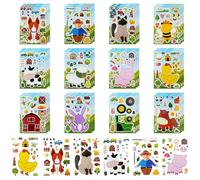 OSDUE Gommettes Autocollantes, 36 Feuilles DIY Ferme Stickers Autocollants pour Enfants, Tatouage Visage Autocollantes, pour Scrapbooking Activités Manuelles Photo Cadeau Récompenser