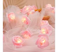 OSDUE Guirlande Lumineuse en Roses,20 LED Fleurs en mousse lumineuse en rose 3 M Guirlande Lumineuse Fleur Piles avec Pour Noël mariage décoration de la maison
