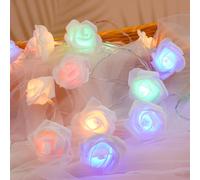 OSDUE Guirlande Lumineuse en Roses,20 LED Fleurs en mousse lumineuse en rose 3 M Guirlande Lumineuse Fleur Piles avec Pour Noël mariage décoration de la maison