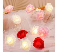OSDUE Guirlande Lumineuse en Roses,20 LED Fleurs en mousse lumineuse en rose 3 M Guirlande Lumineuse Fleur Piles avec Pour Noël mariage décoration de la maison