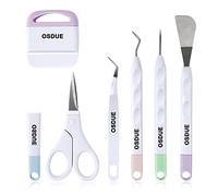 OSDUE Outils de désherbage vinyle, 6PCS Accessoires Traceur Artisanat | Carton Trousse d'outils de Démarrage Camées Lettrage Compris Crochets de Désherbage Pincettes Spatules