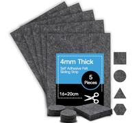 OSDUE Patins en Feutre Auto-Adhésifs, 5 PCS 20x16 cm Patins pour Meubles, 4mm Patin Chaise Antiderapant Anti-Rayures, Protector pour Vos Meubles Plancher en Bois, Adhesive, Insonorisant, Gris Foncé