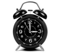 OSDUE Réveil Matin Vintage à Double Cloche,4.6 Pouces Réveil Fort Bruyant pour Adultes Dormeurs Lourds avec Veilleuse Silencieux Tic-Tac réveil Table analogique à Piles pour Chambre à Coucher, Noir