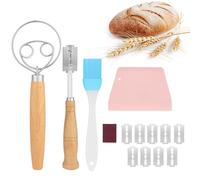OSDUE Set de 4 Lame Boulanger, Grignette Boulangerie avec Fouet Danois Couteau à Pain 10 Lames Rasoir Housse Protection Brosse à Pain Grattoir à Pâte, Accessoires pour Baguettes Pain DIY et Cuisson