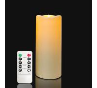 OSHINE Bougie LED étanche à Piles,Bougie Pilier électrique en Plastique sans Flamme avec minuterie à Distance,Décorations de fête de Noël,Bougies d'extérieur vacillantes à Piles (D5.6cm,H15cm)