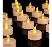 OSHINE Bougies chauffe-plat à piles - Paquet de 12 bougies chauffe-plat à LED, bougies chauffe-plat sans flamme scintillantes réalistes et lumineuses pour les célébrations saisonnières et festives