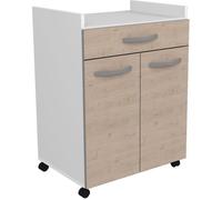 OSLO Desserte de 60 cm - 1 Tiroir et 1 Porte - L 60 x P 44 x H 81 cm - Coloris Chêne