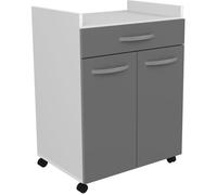 OSLO Desserte de 60 cm - 1 Tiroir et 1 Porte - L 60 x P 44 x H 81 cm - Coloris Gris brillant - EKIPA
