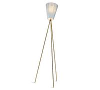 Oslo Lampadaire en Bois Base Dorée et Abat-jour Bleu Clair