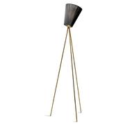 Oslo Lampadaire en Bois Base Dorée et Abat-jour Noir