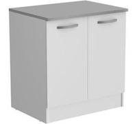 OSLO Meuble bas 2 portes + plan - Décor blanc - L 80 x P 60 x H 86 cm Blanc G