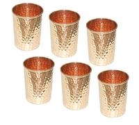 OSNICA Lot de 6 gobelets en cuivre pur martelé pour le traitement des produits ayurvédiques, accessoires de vaisselle, hauteur 9,5 cm