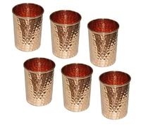 OSNICA Lot de 6 verres indiens en cuivre pur martelé pour la guérison ayurvédique