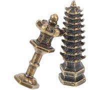 OSOLADY 2 Pièces Lanterne de Jardin Miniature en Tour Zen Réaliste | Décoration Paysagère, Finition Soignée, pour Photo Props et Home Decoration