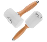 OSOLADY 2 Pièces Marteau en Nylon Blanc pour Travail du Cuir Manche en Bois, Marteau D'installation Pratique pour Bricolage et Pose de Parquet